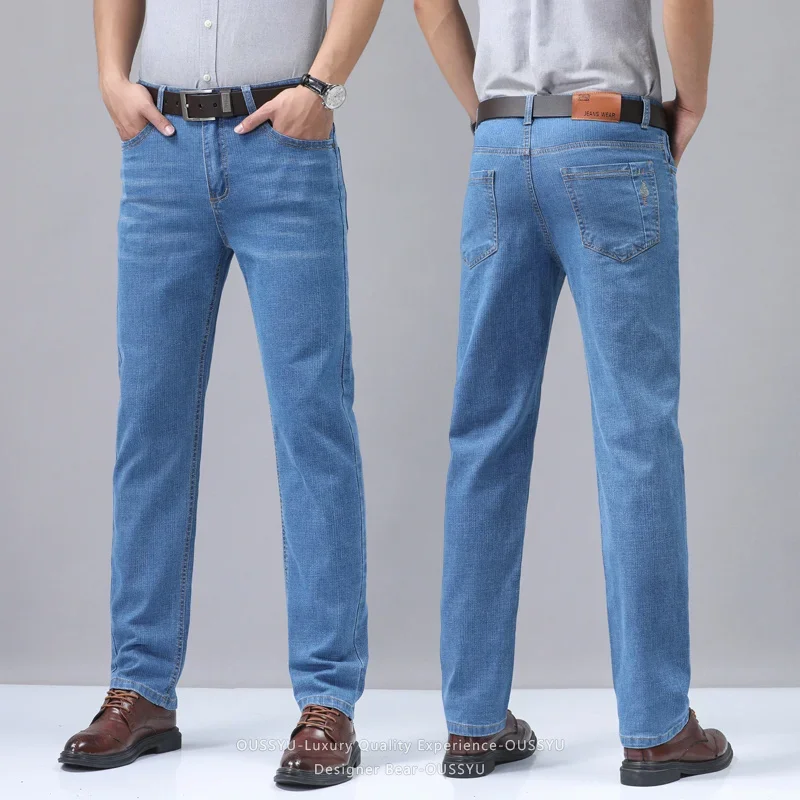 Summer Thin Men's Denim Jeans Straight Business Soft Fashion New High Quality Pants Arrivals Dropship Work Trousers Plus Size 40