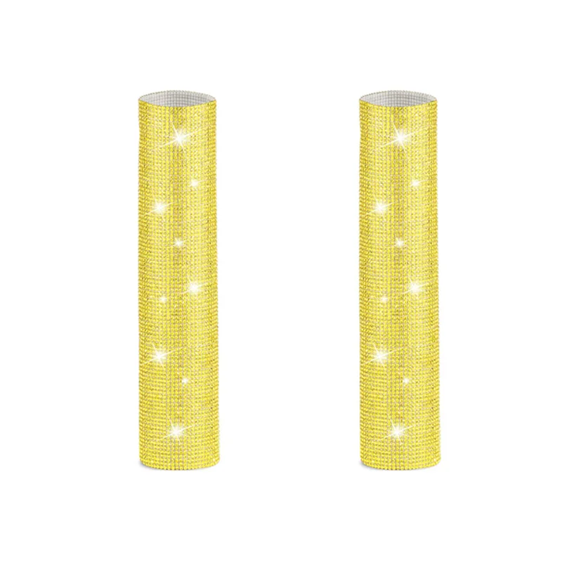 A14m 2x capa de alça de microfone, strass brilhantes, manga de alça de microfone para festa e show de tv, para a maioria dos microfones sem fio, ouro