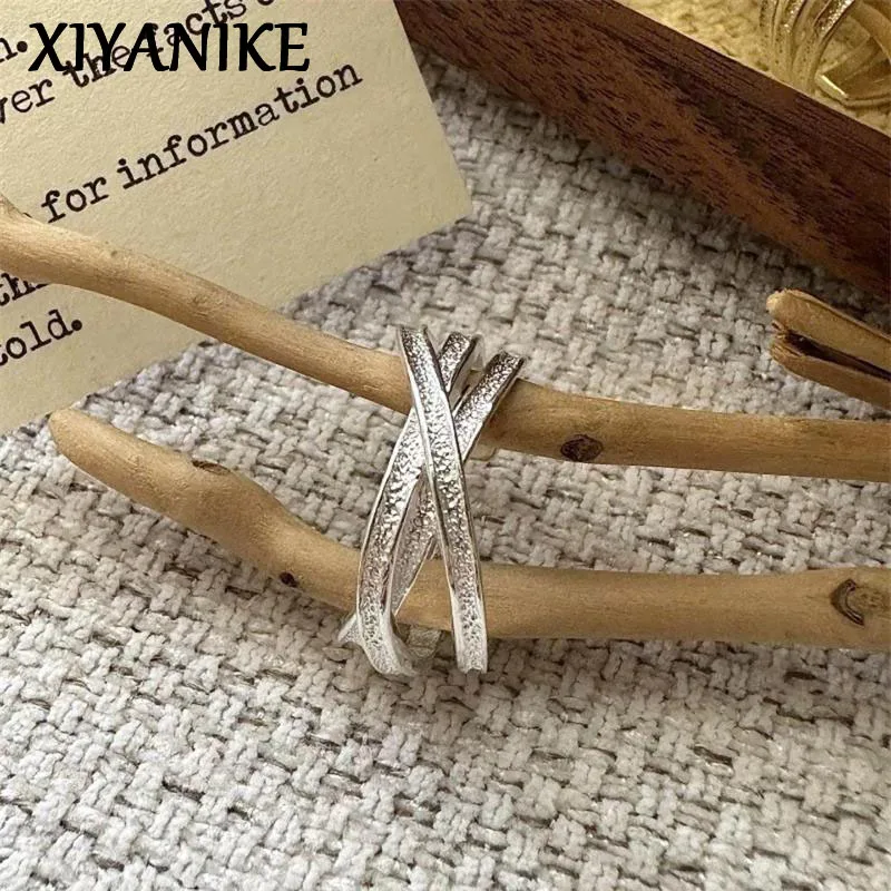 XIYANIKE Texture Geometric Cross Adjustable Open Rings For Women Fashion New Jewelry Gift Party Dropshipping кольцо
