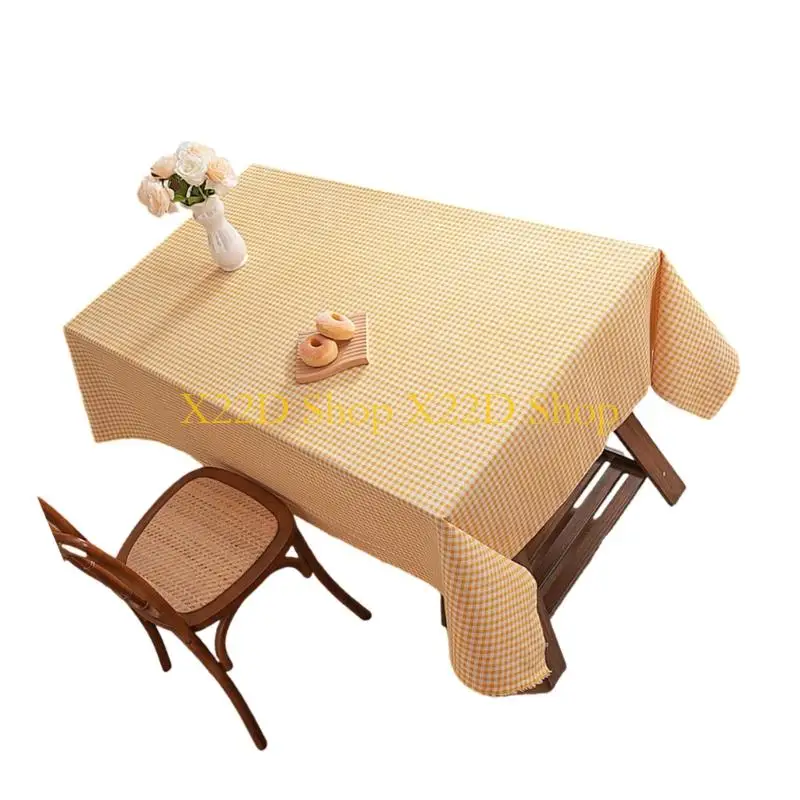 X22D Artistics Plaids Print Tablecloth Easy Caring Polyester Fabric Spillproofs