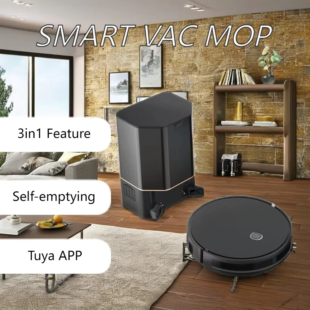 Smart Robot Vacuum Cleaner Automatic Wet-Dry Aspirapolvere with Self-Emptying Feature for Hotels Households Use