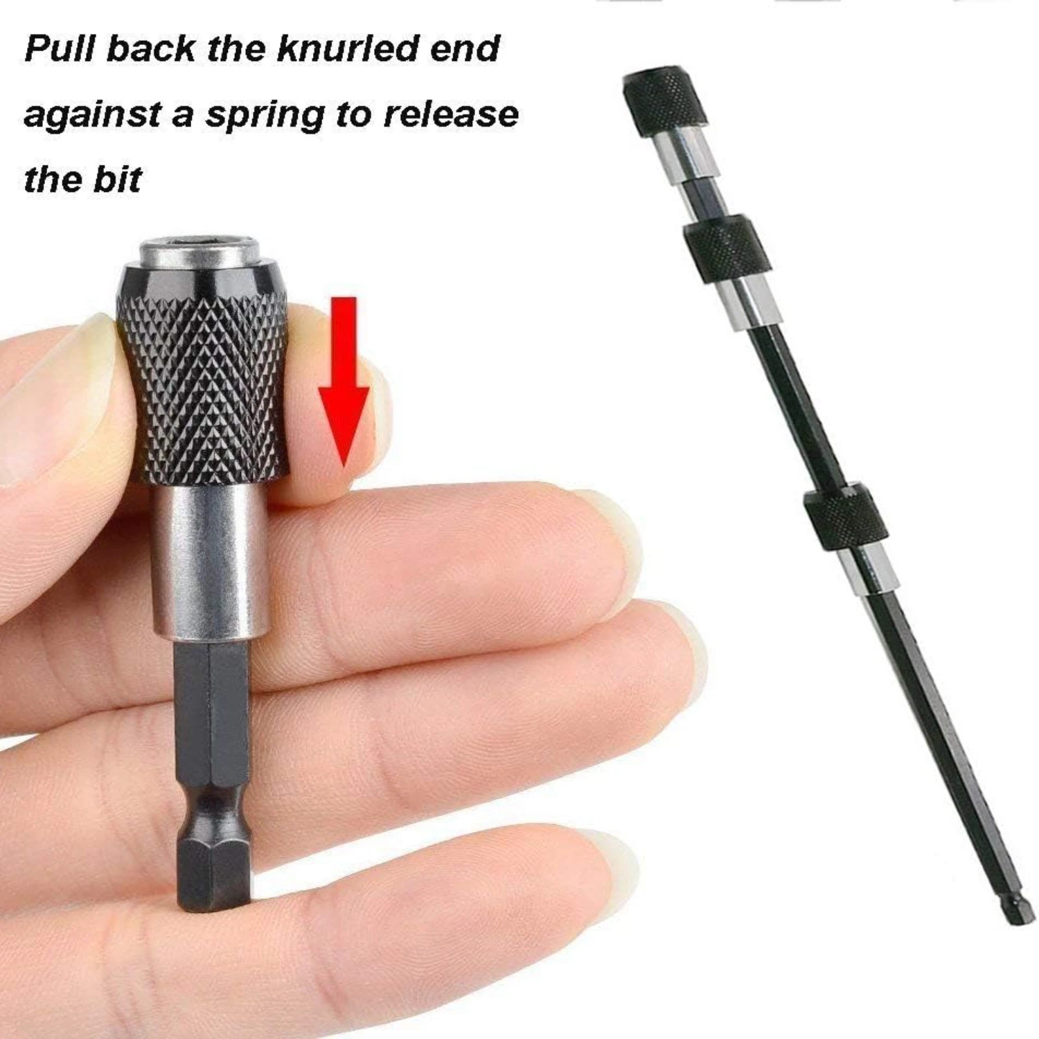 Effortless Installation Impact Driver Bit Extension Kit Set with Quick Release Magnetic Drill Bit Holder - 3Pcs 1/4 Inch Hex Sha