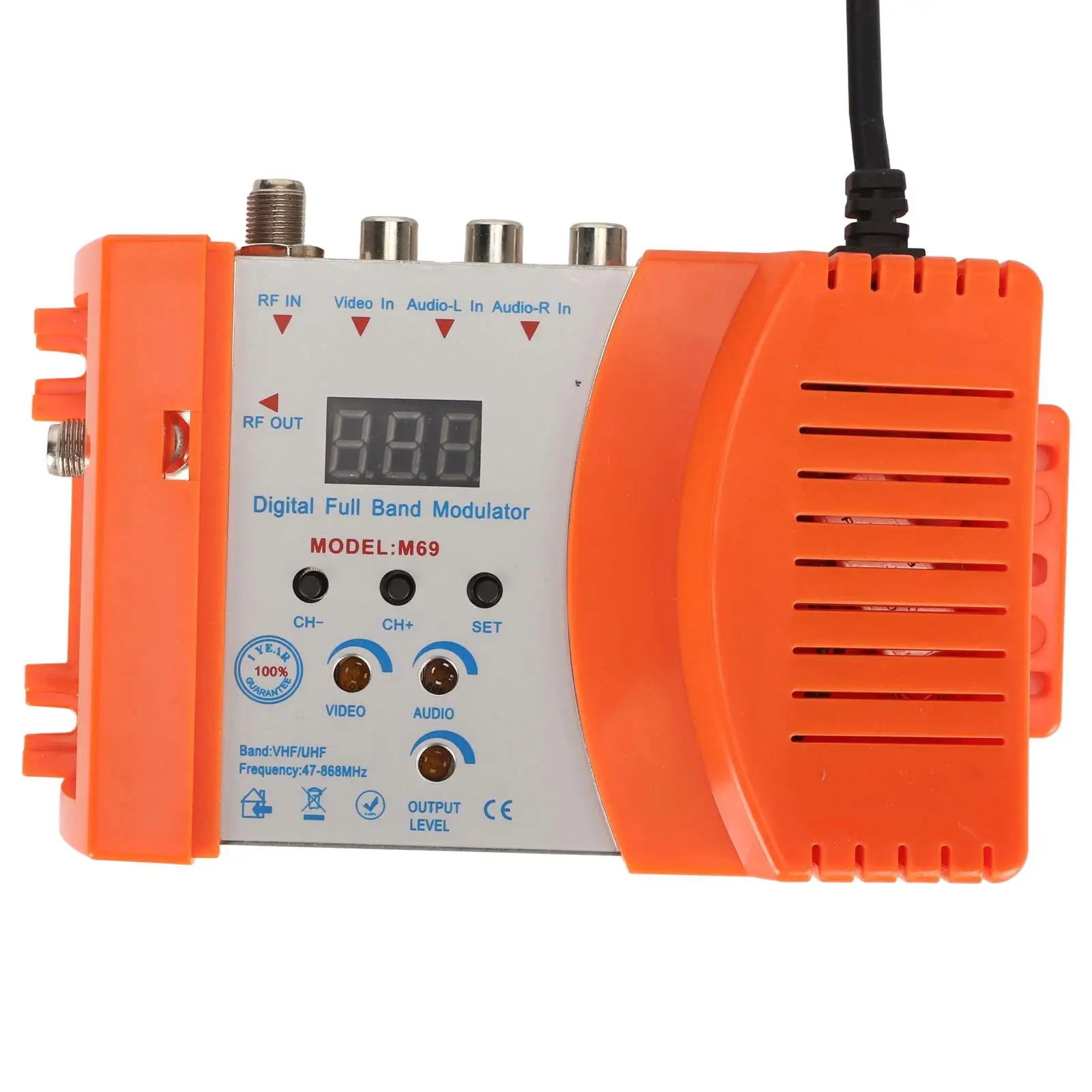 

AV RF Modulator with Digital Display for Set Top Boxes, Supports VHF UHF PAL NTSC TV Link - 90‑240V