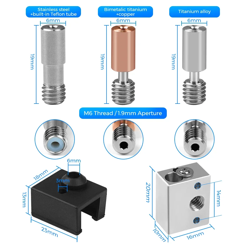 Creality Official S1 Hotend Kit 300° Upgrade Bimetal Heat Break Throat 1.75mm Stainless Steel Copper Plating Tube For S1/S1 Pro