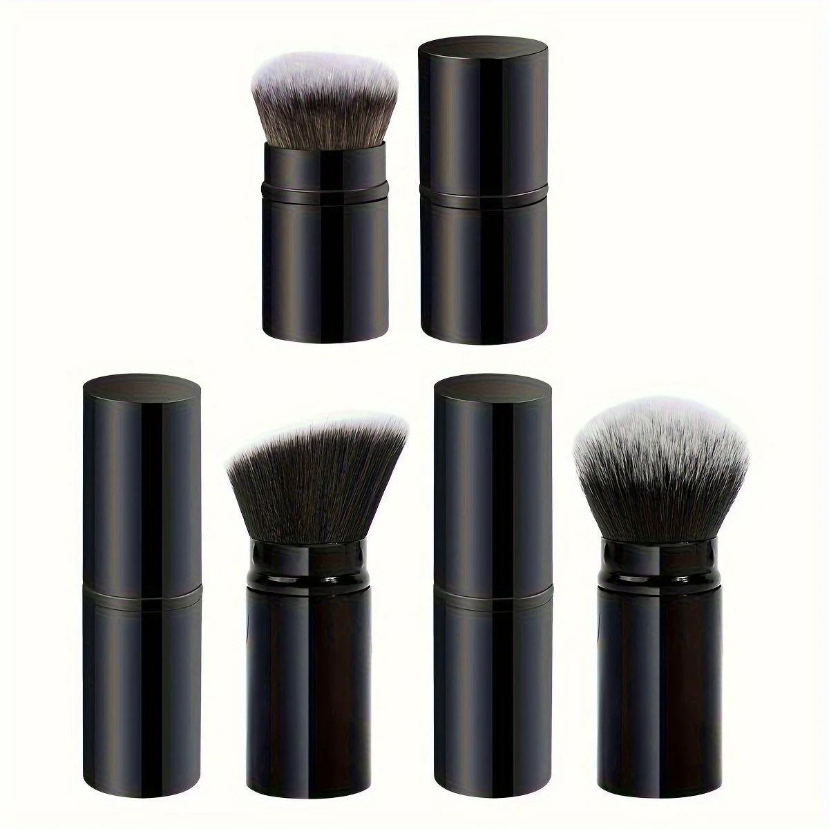 3pcs Face Makeup Brush Set, Retractable Makeup Brush with Nail Brush, Blush Brush, Foundation Brush, Highlighter Brush, Portable