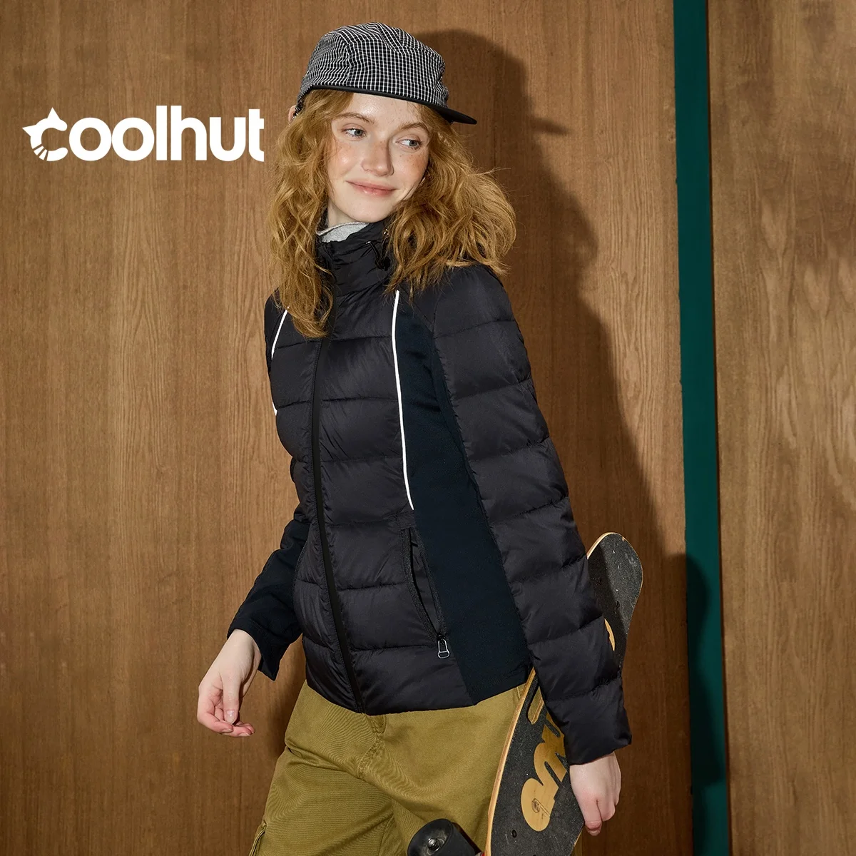 2025年冬 レディース 90%ダウン フード付きパーカー スリムフィット ウエストシェイプ パファージャケット 軽量 キルティングジャケット パネルデザイン テーラードコート