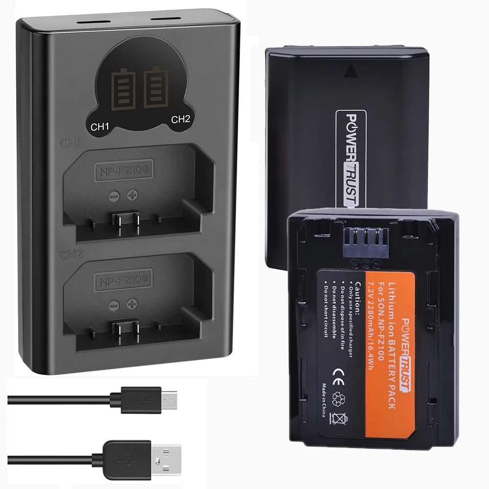 Batterie NP-FZ100/PD chargeur double rapide pour chargeur Sony Compatible avec Sony BC-QZ1, A7III A7RIII a73 a7r3 A9 ZV-E1 FX30 A1