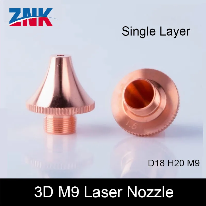 ZNK Laser Cutting Nozzle D18 M9 H20 3D Copper Nozzles Single/Double Layer 0.8-4.0mm For EC+Ophit Laser Cutting Tube Machine