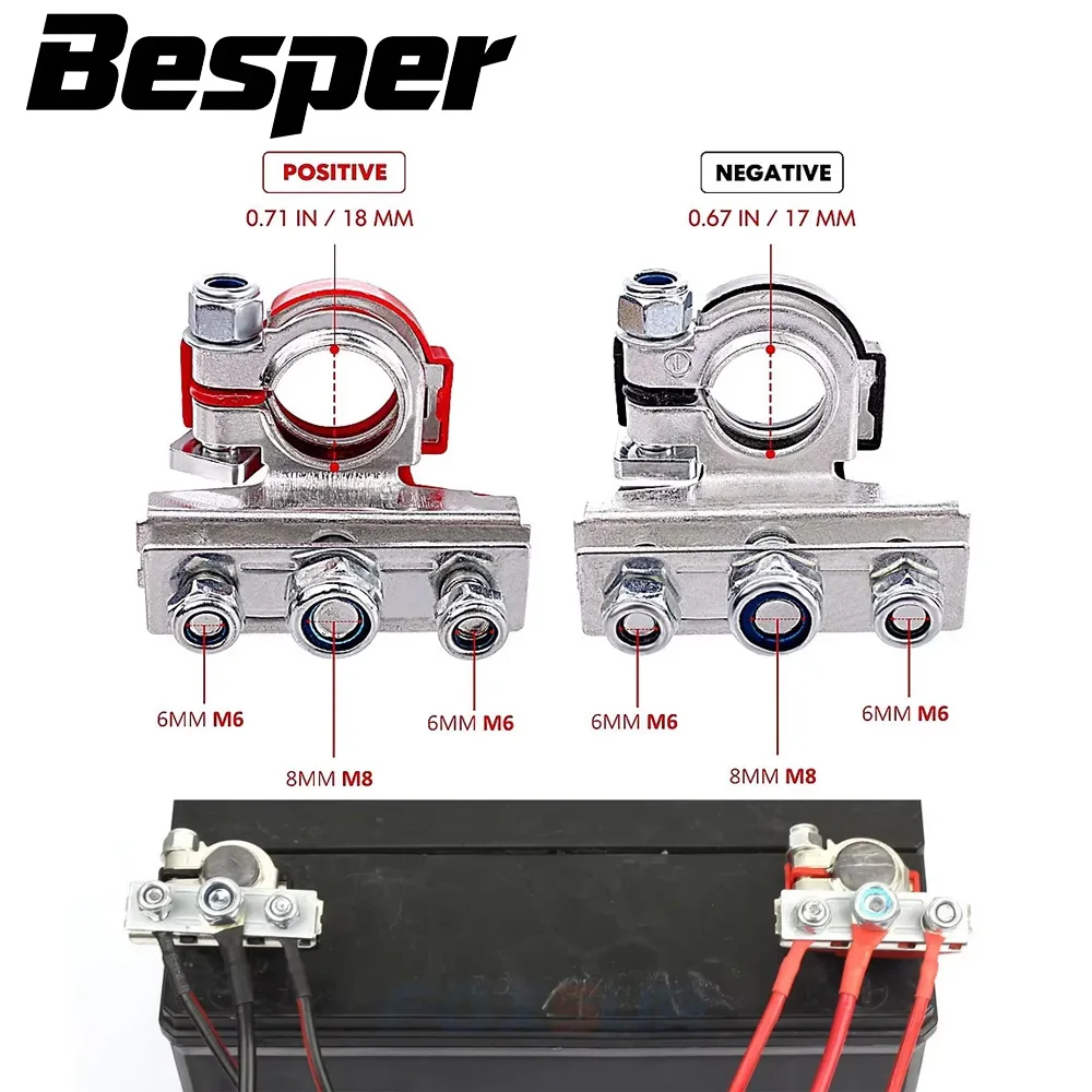 

1 пара автомобильных верхних клемм аккумулятора 12 В 24 В, кабельные зажимы, клеммные разъемы для авто, каравана, лодки, мотоцикла, автомобиля