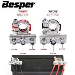 1 Pair Car Top Post Battery Terminal 12V 24V Cable Clamp Terminal Connectors for Auto Caravan Boat Motorcycle Car