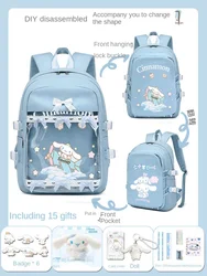 New Style Cinnamoroll Sanrio Cute Unique Student Large Capacity Spine Protection Backpack Mochilas Aestethic Bag Student Campus