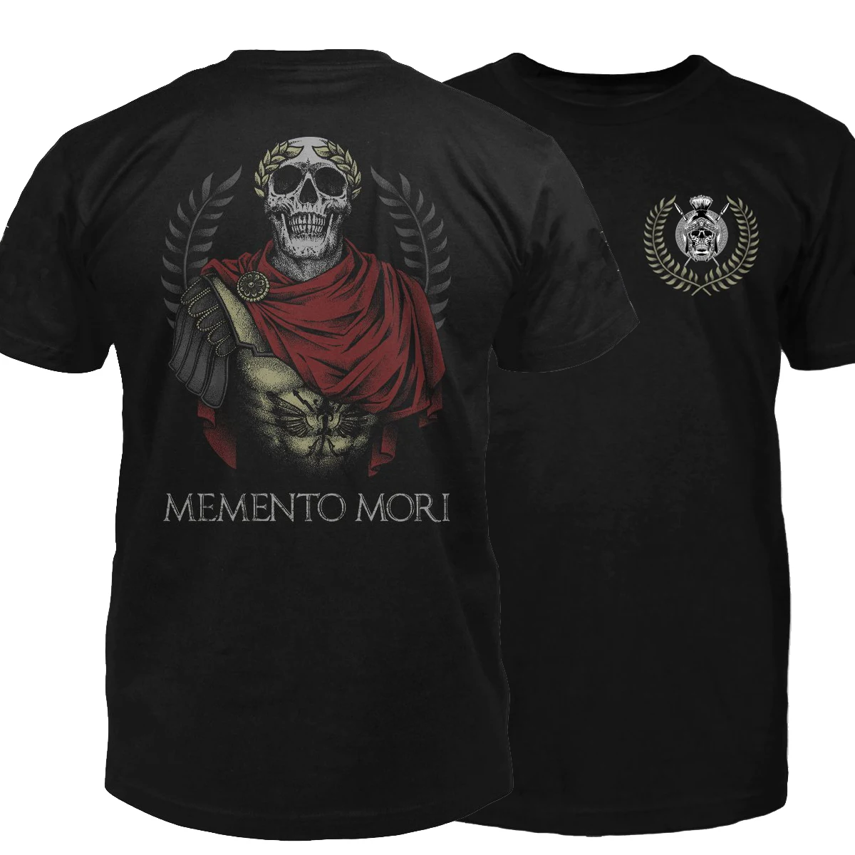 Skull Roman General Wore Laurels. Connotative Design Memento Mori T Shirt. 100% Cotton O-Neck Casual T-shirts Loose Top New