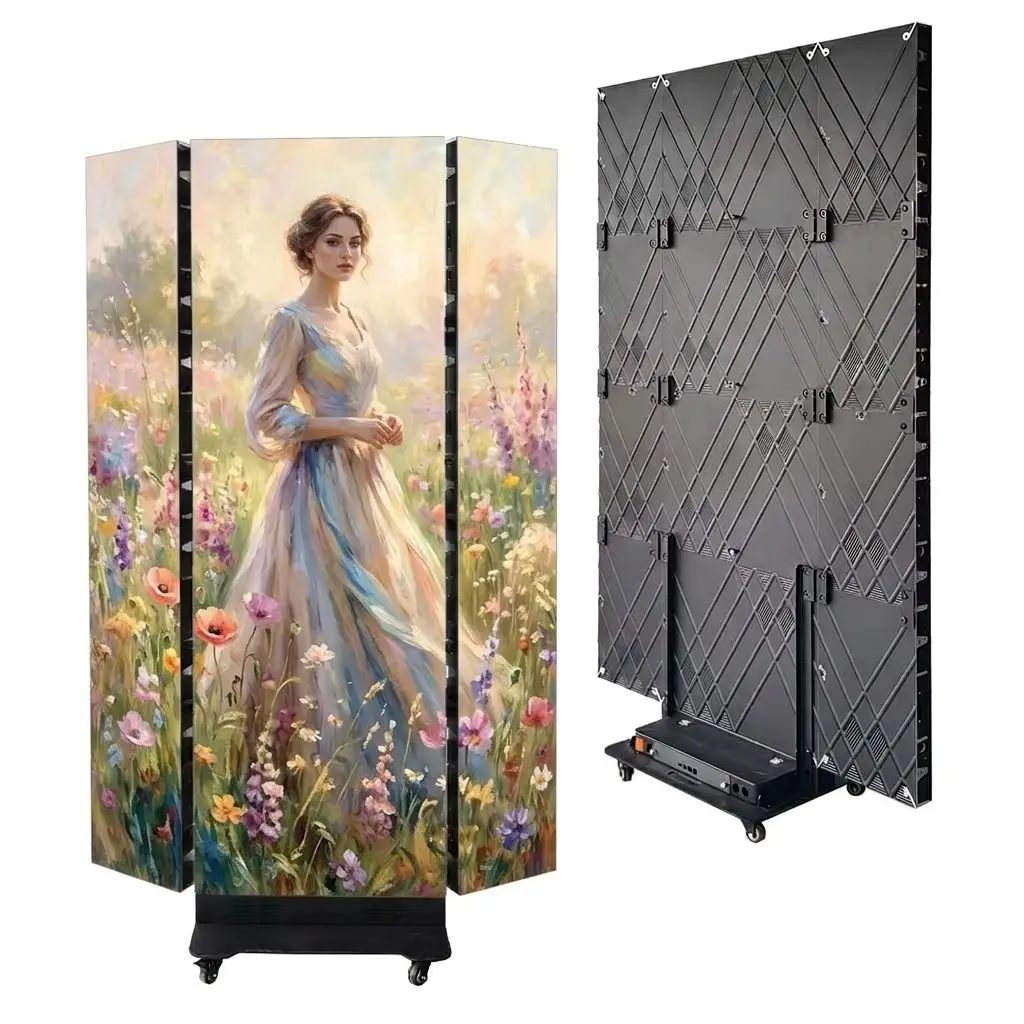 Foldable P1.86 LED Poster Screen Plug & Play Cloud Control Portable Standing LED Display for Retail Exhibition CE ROHS FCC