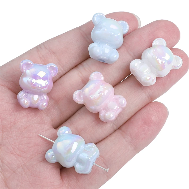 4pcs 17x21mm Cute Acrylic Loose Bead Little Bear Beads Charm for Necklace Bracelet Keychain DIY Jewelry Making Accessories