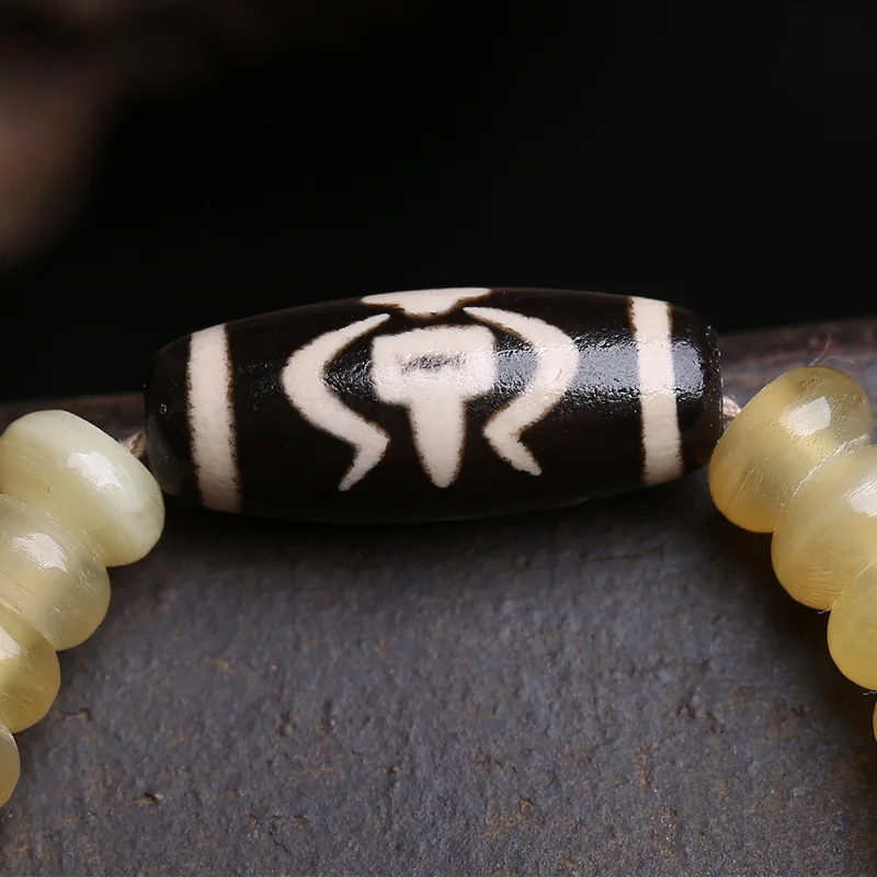 108-Bead Buddhist Tibetan-Style Multi-Loop Bracelet With Agate , Dzi Beads, And Bone Accessories