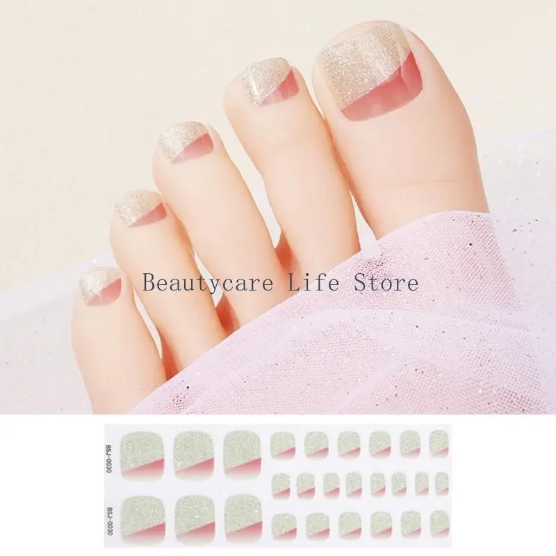 652C 1 Sheet Toenail Stickers Set Full Toe Wraps Art Polish Stickers Self-adhesive Artificial Designing Decals