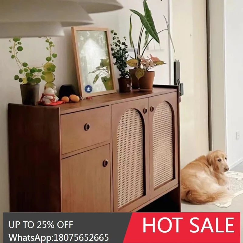 MJY Small Apartment Solid Wood Sideboard Storage Entryway Storage Doorway Household Storage Cabinet