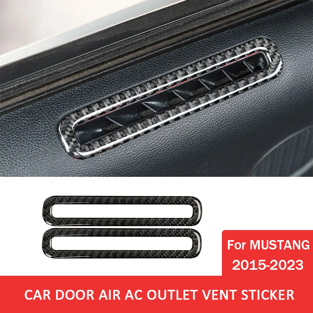 

2pcs Car Door Air AC Outlet Vent Molding Cover Sticker for Ford Mustang 2015-2023 Carbon Fiber Automobile Interior Accessories