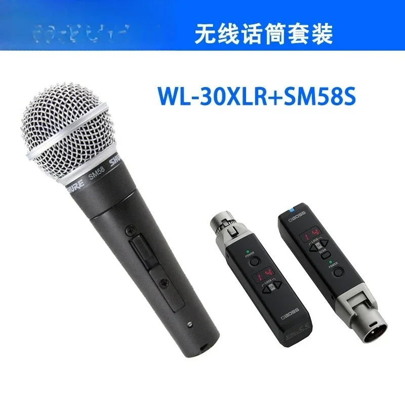 

WL-30XLR dynamic microphone wireless system transmitter receiver plug and play battery power supply