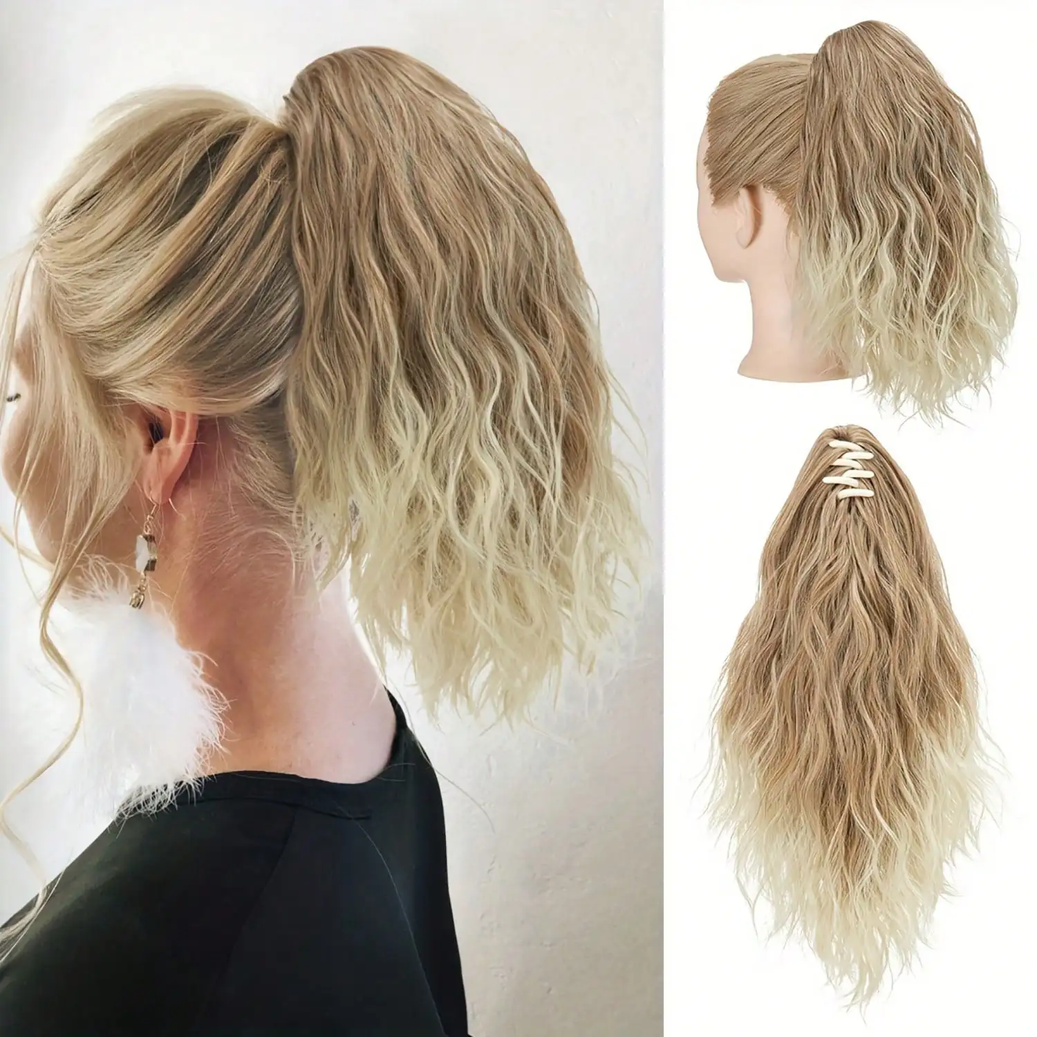 Claw Clip In Ponytail Extensions 14inch Synthetic Curly Wavy Fluffy Ponytail Hairpieces Hair Accessories For Women Girls