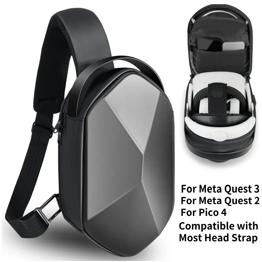 VR Carrying Case for Meta Quest 3 Elite Strap Crossbody Sling Backpack Travel Storage Bag for Oculus Quest 2 Pico 4 Accessories