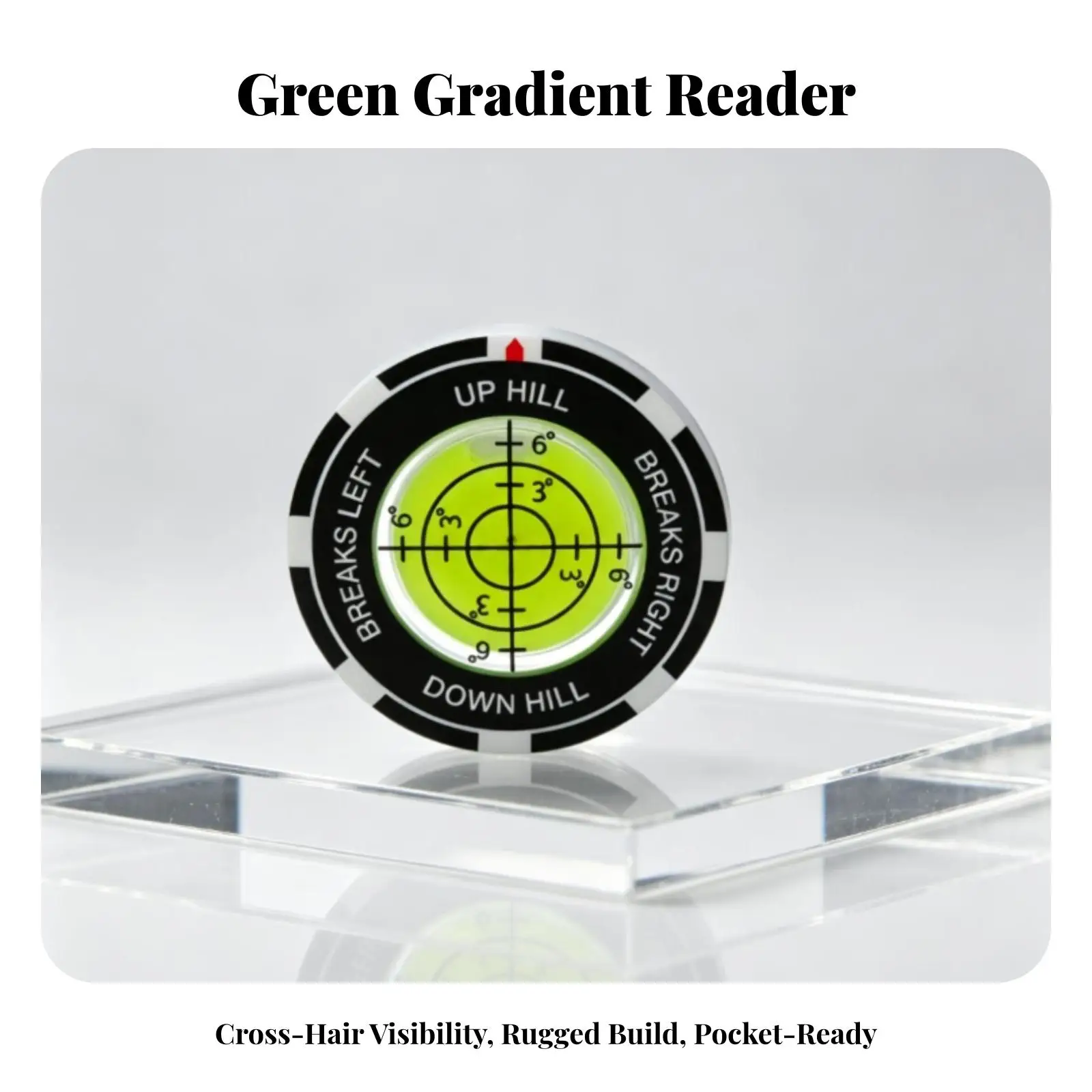 Golf Putting Slope Reader Compact 5mm Thick Disc with Black Band for Clear Green Reading