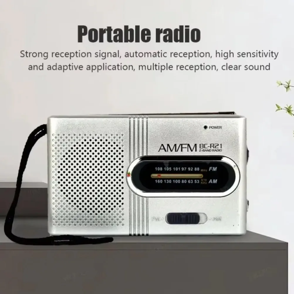 AM FM Radio Classic Pointer Tuning Portable Battery Powered with Telescopic Antenna for Elderly Home Outdoor Daily Use