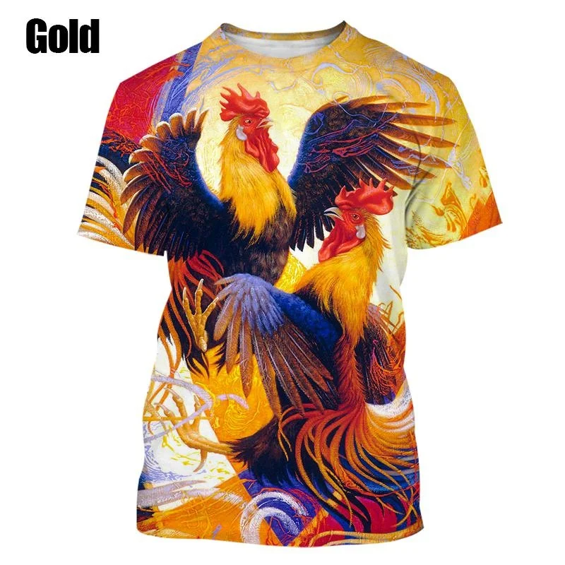 

Men's Funny Chicken 3D Printing Summer Round Neck Short Sleeve T-shirt Tops