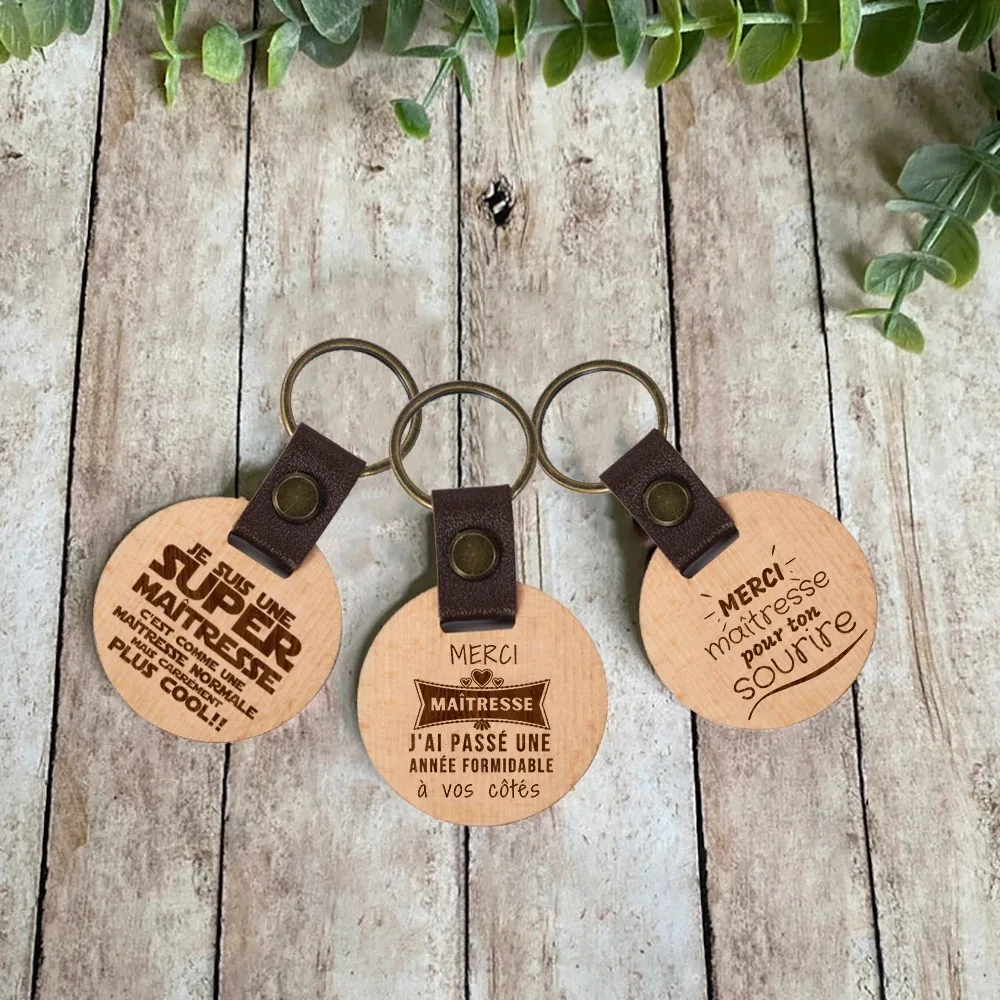 Thank You Mistress Keychain for Teachers Best Teacher Appreciation Gifts Teacher's Day Gift Wooden Keychain Souvenir