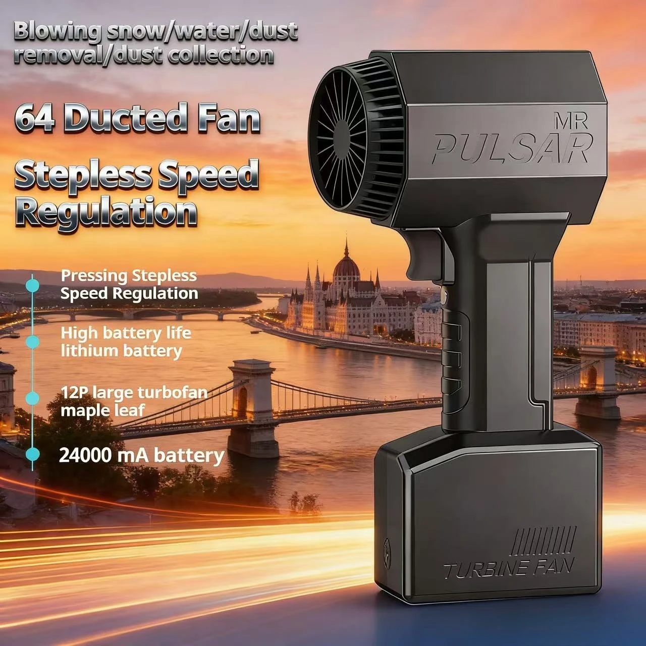 

High-performance turbocharged fan operating at 40,000 revolutions per minute, with wide range of applications,Snow Dust Cleaner.