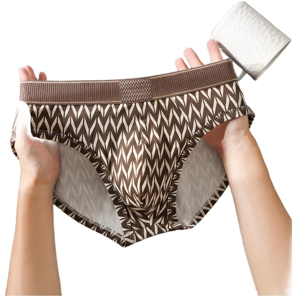 Men's Striped Cotton Briefs with Spandex Blend for Flexible Fit Breathable Performance and Simple Homewear Functionality