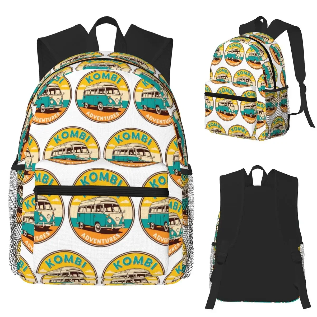 

Kombi Adventures Ностальгический винтажный рюкзак с эмблемой, студенческий рюкзак, школьная сумка, походный дорожный рюкзак для мужчин и женщин, сумка для книг, сумки на плечо