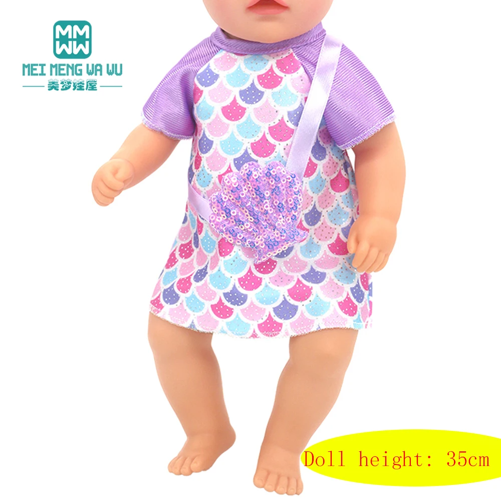 mini Toys Baby Doll Clothes 36cm 14inch Born Doll Fashion pajamas, dresses One-piece crawling suit