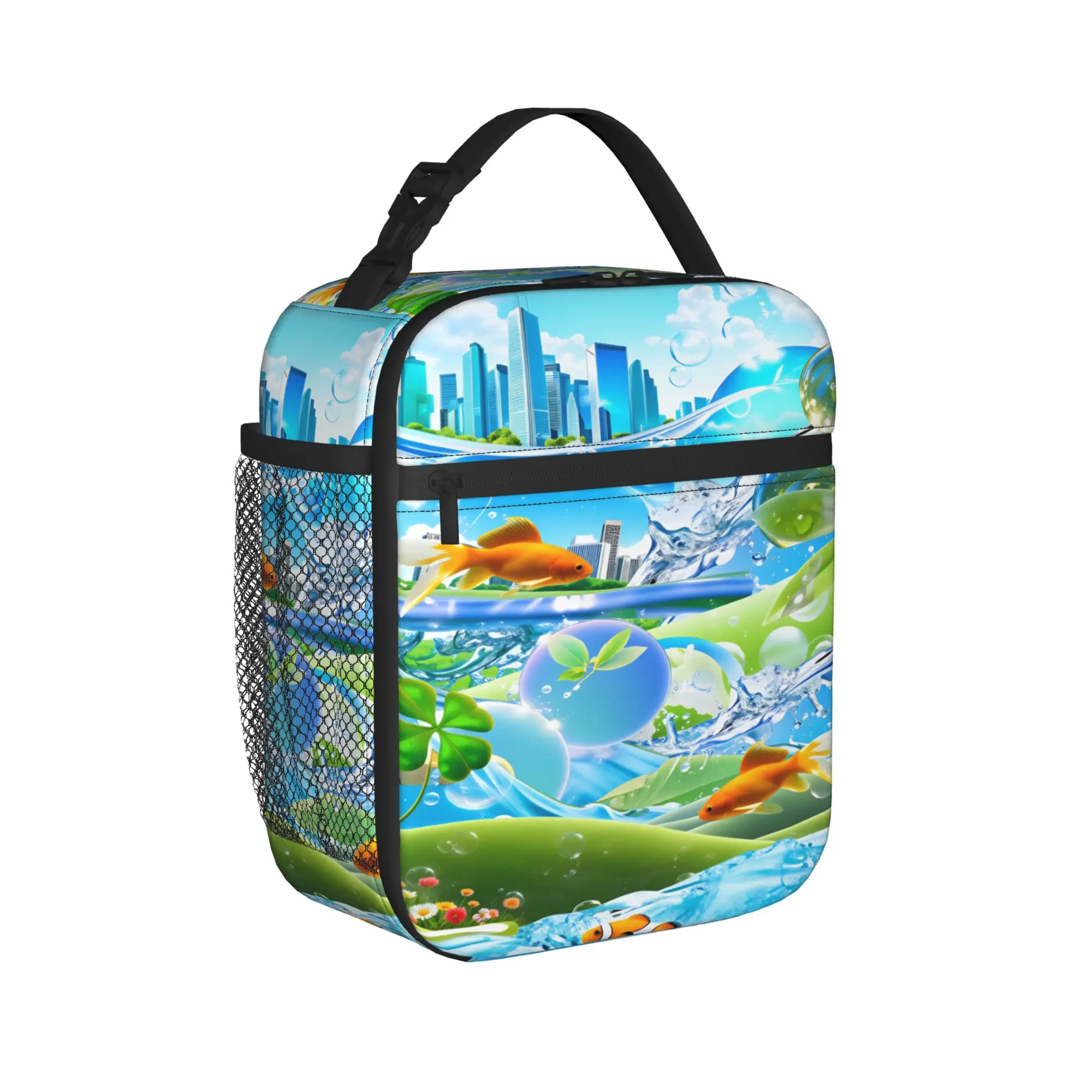 

Frutiger Aero Lunch Bag For Adult Custom Lunch Box Casual Picnic Cooler Bag Portable Oxford Tote Food Bags