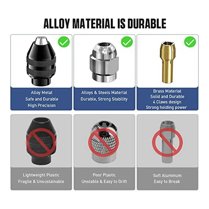 Drill Chuck Collet Set, 28 Pcs Chuck Collet Kit(1/32 - 1/8Inch)Replacement 4486 Drill Keyless Bit 4485 Brass Collet Set