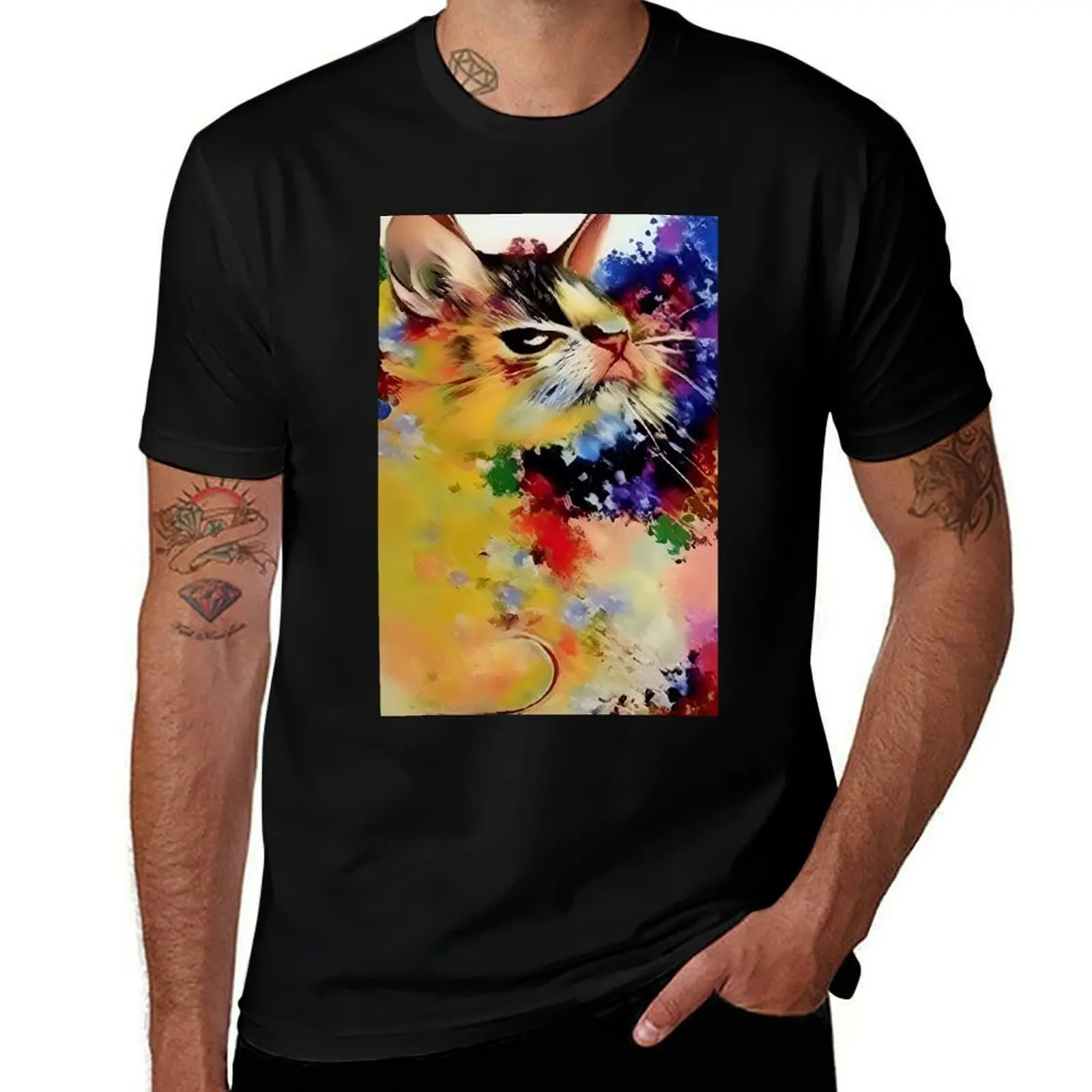 

Colorful Abstract Cat – Artistic Feline Expression T-Shirt gifts for boyfriend customs affliction shirts Men's clothing