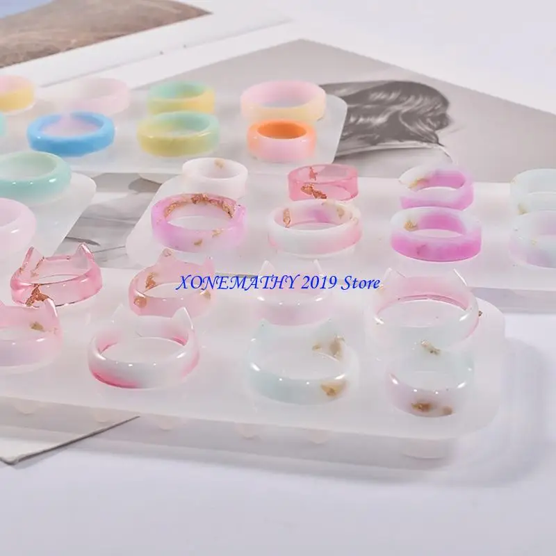 

F42F Resin Ring Silicone Mold,8 Resin Casting Mold for Epoxy Jewelry Mold for Rings