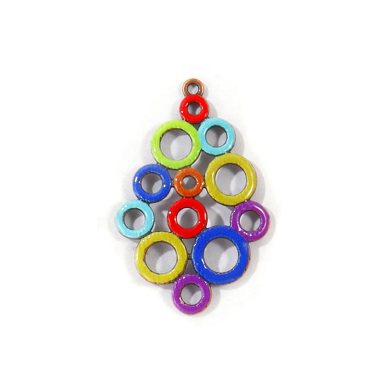 5 Stück Bohemian Ancient Charms Emaille-Anhänger mit Aufdruck, Verbinder aus Zinklegierung, antik kupferbeschichtet, für DIY-Halskettenherstellung, Großhandel – Detail 6