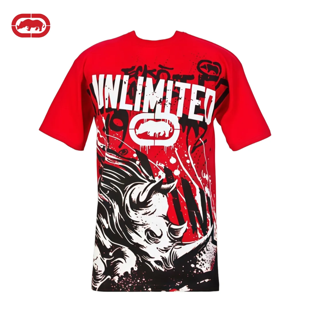 2026 American Fashion Ecko UNITD, Red Rhino Full Print 3D, Street Trend, Hip Hop T-shirt.