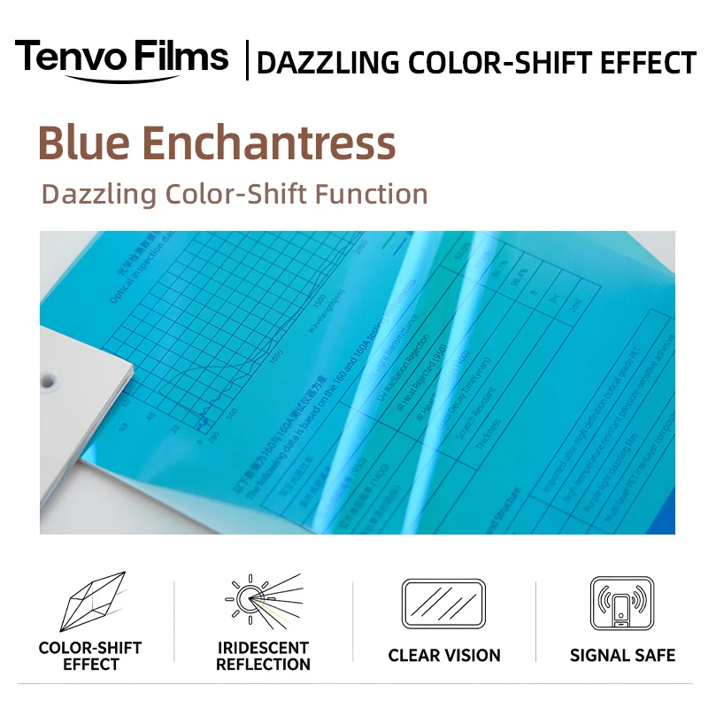 Blue Enchantress Iridescent Color‑Shift Car Window Film Chameleon Windshield Tint Anti‑UV Decorative Solar Window Tint Source Fa