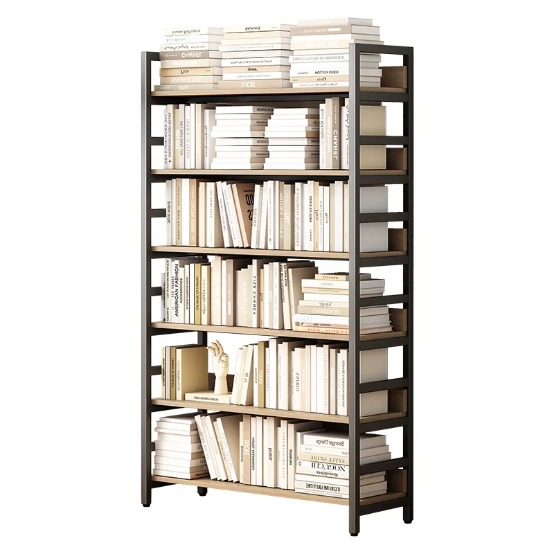 

Modern Rack Storage Wooden Bookcase with Metal Frame Bookshelves Bookcases for Home Office Living Room for Kitchen Wardrobe