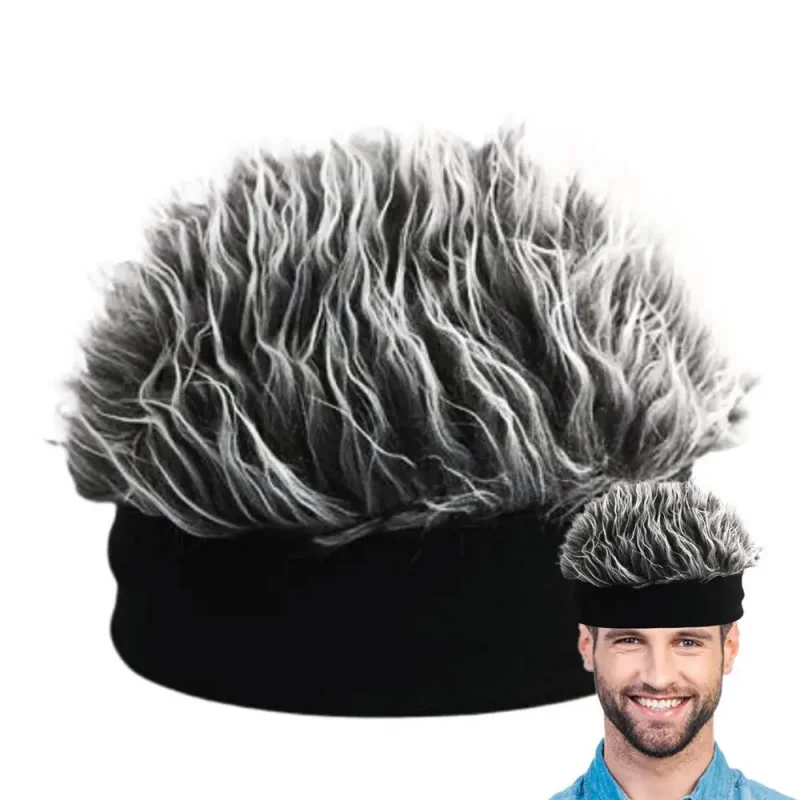 Unisex Spiked Fake Hair Beanie Hat Synthetic Wig Cap Hip‑Hop Dance Cosplay Toupee Melon Headband Party Headwear