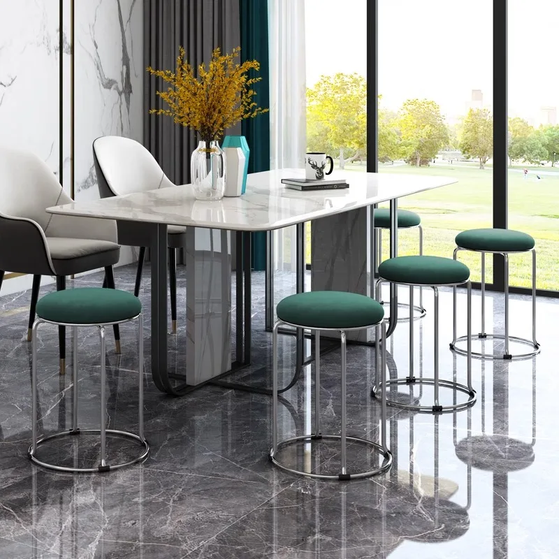 

Italian Minimalist Stool Stackable Round Stools Dining Stools Thickened Ottomans Comfortable To Sit in Modern Simple Furniture