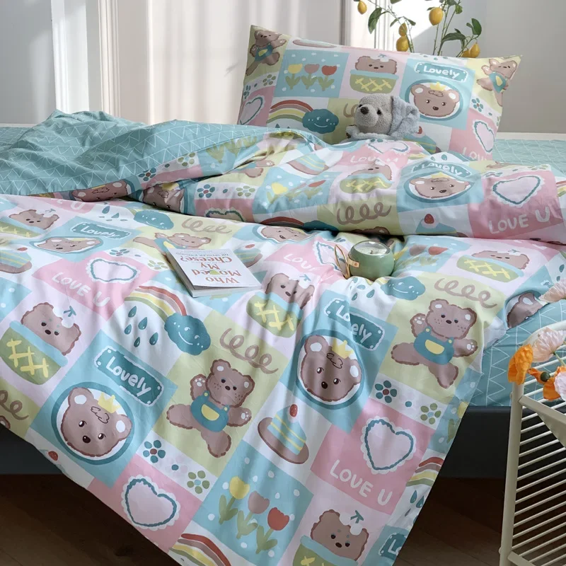 Quilt Cover 120*150cm 60s Yarn With Pillowcase 30*50cm 100% Cotton Colorful Cute Animals  All Seasons Children Bedding Set