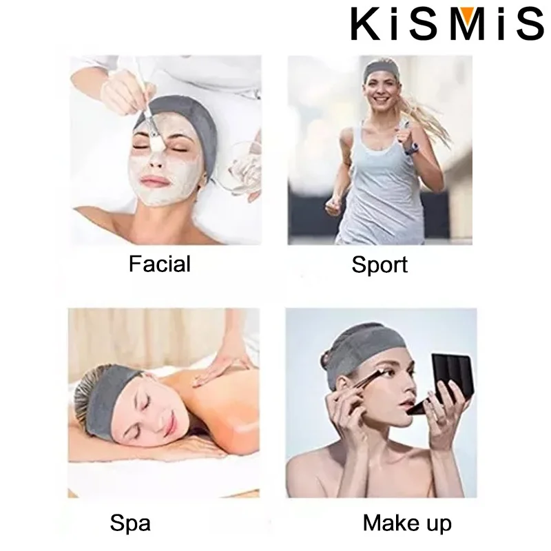 Adjustable Magic Tape Headband Soft Microfiber Spa Makeup Band Reusable Washable Yoga Hairband Beauty Face Wash Wide Band