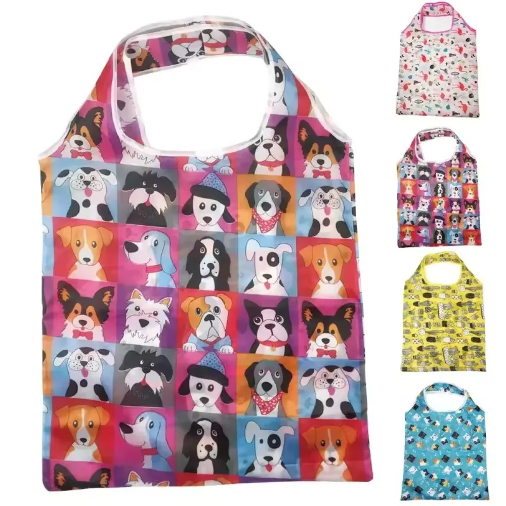 Large Capacity Reusable Shopping Bag Lightweight Polyester Foldable Tote Grocery Bag Creative Eco-Friendly Supermarket shopping