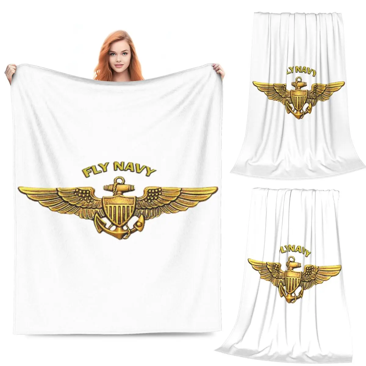

Fly Navy Pilot Wings Cap Blanket Fleece Sofa Multi-function Throw Blankets for Couch Bedding Travel Throws Bedspread Quilt