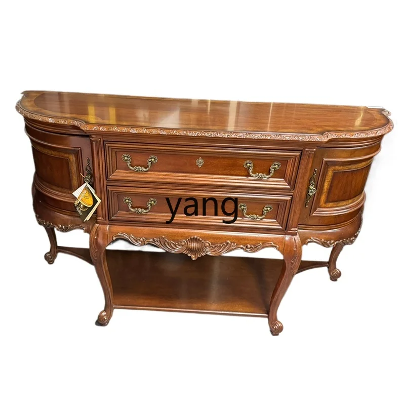 

YJQ American solid wood porch table retro foyer decoration porch storage semi-circular locker