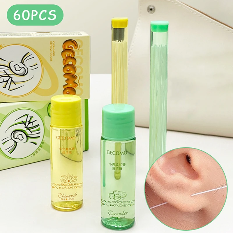 

Piercing Aftercare Kit 60Pcs Ear Hole Paper Line Dirt Odor Removal 15ml Earrings Hole Cleaning Solution Liquid Beauty Tool