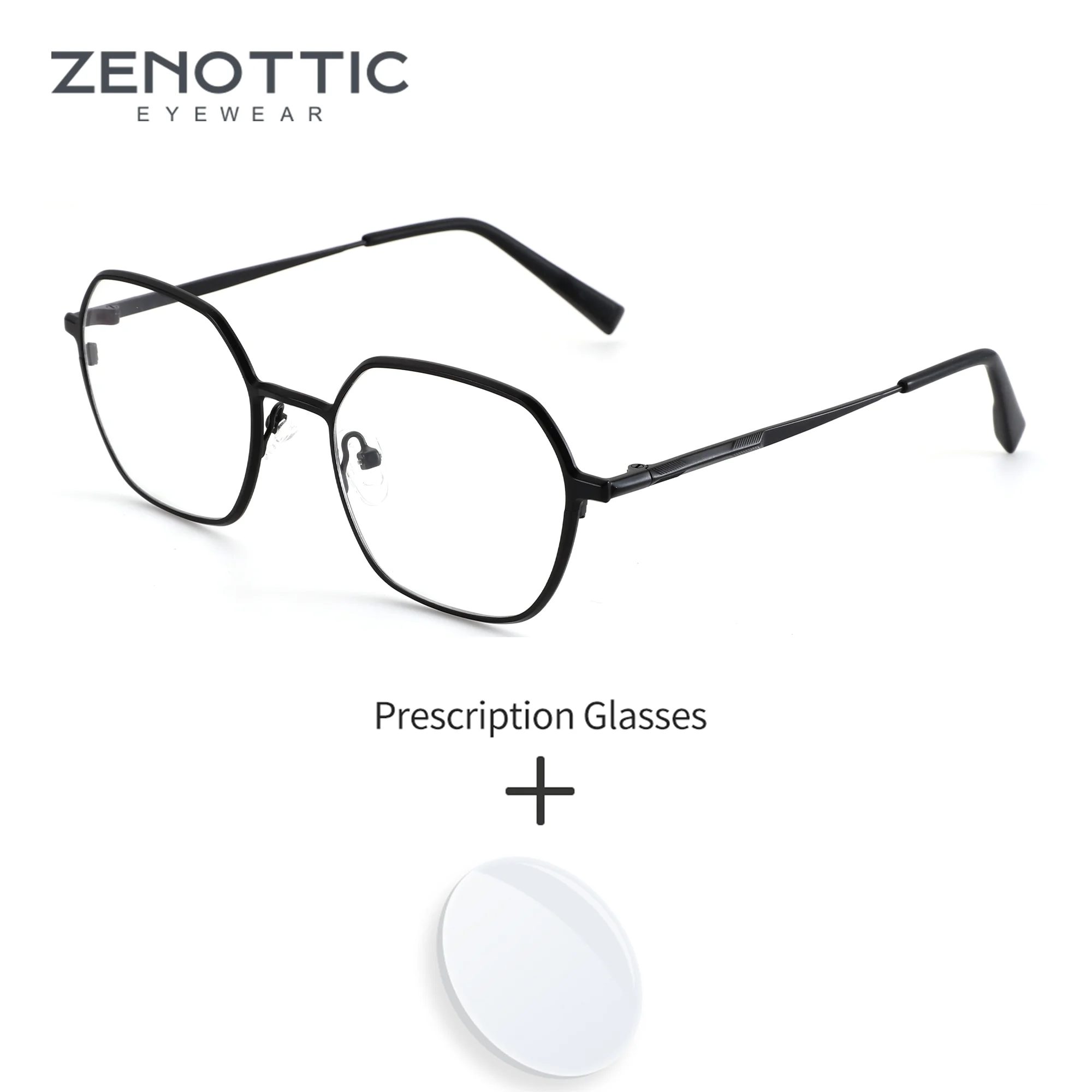 ZENOTTIC S Size Modish Metal Polygon Medical Prescription Eyeglasses For Unisex Myopia Optical Glasses With Recipe